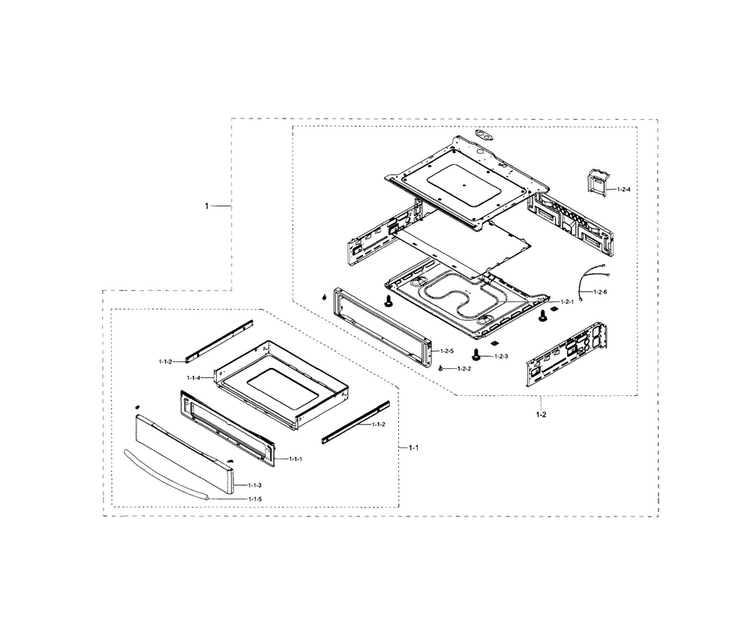 Drawer Assy Diagram and Parts List for NE58H9950WS AA-0000 Samsung Range