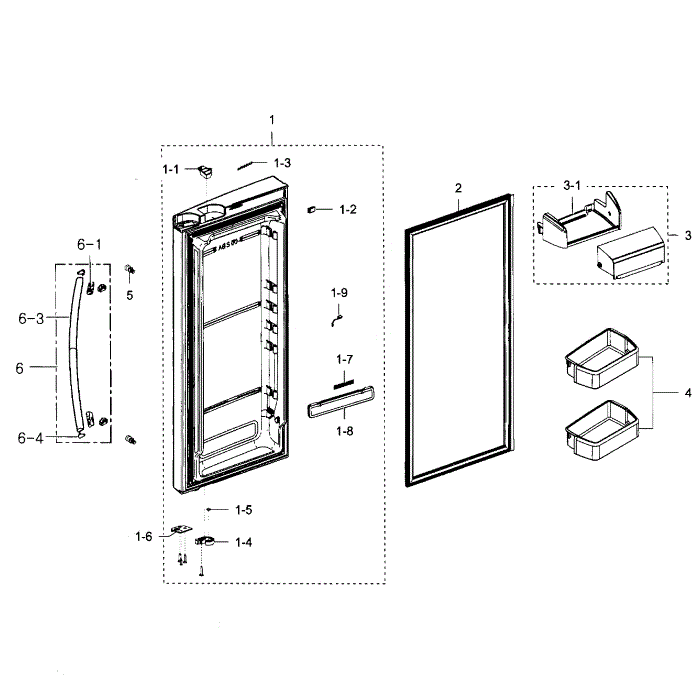 Right Door Diagram and Parts List for RFG293HAPN XAA-01 Samsung Refrigerator