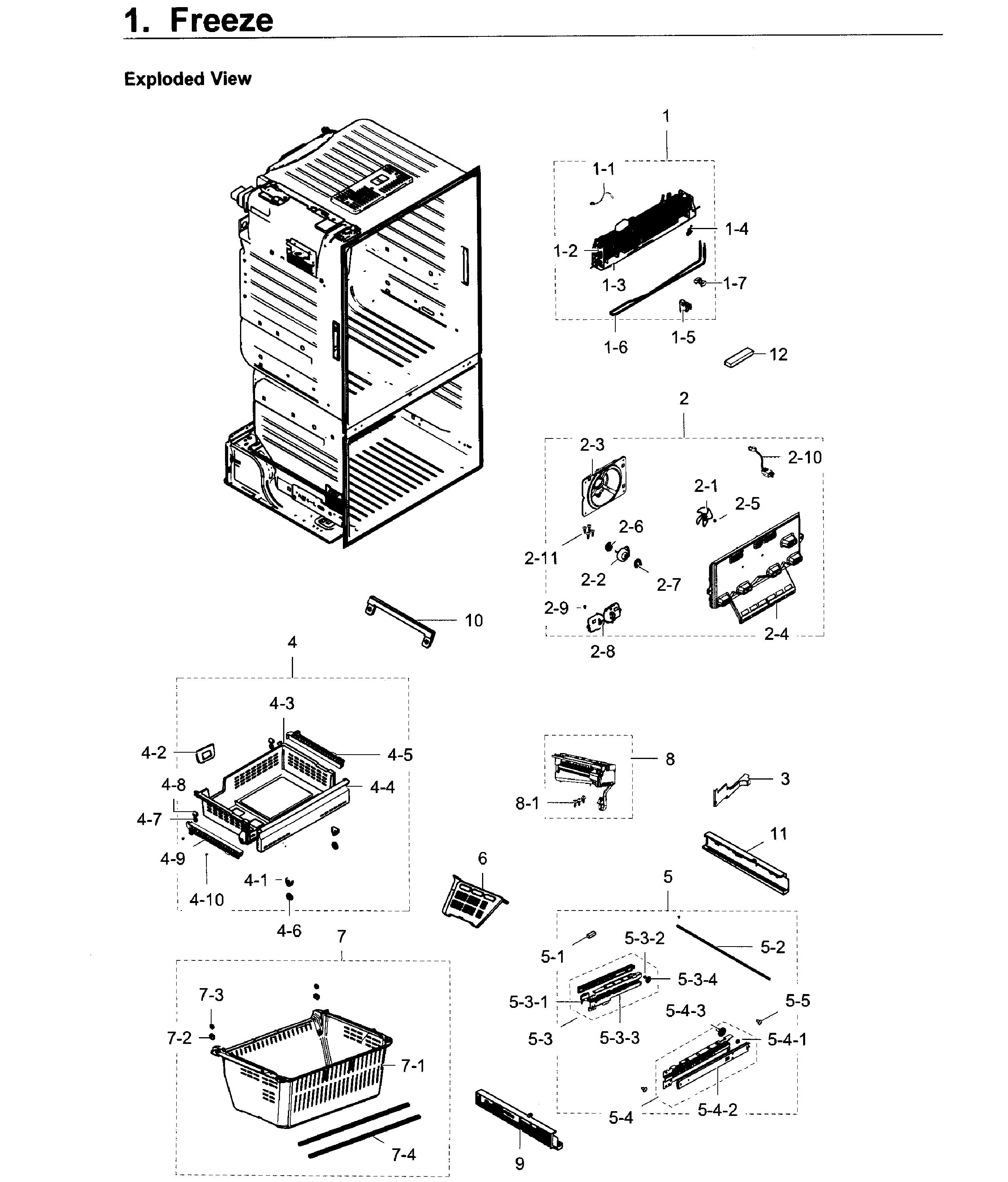 Freezer Diagram and Parts List for RF28HDEDPWW AA-0003 Samsung Refrigerator