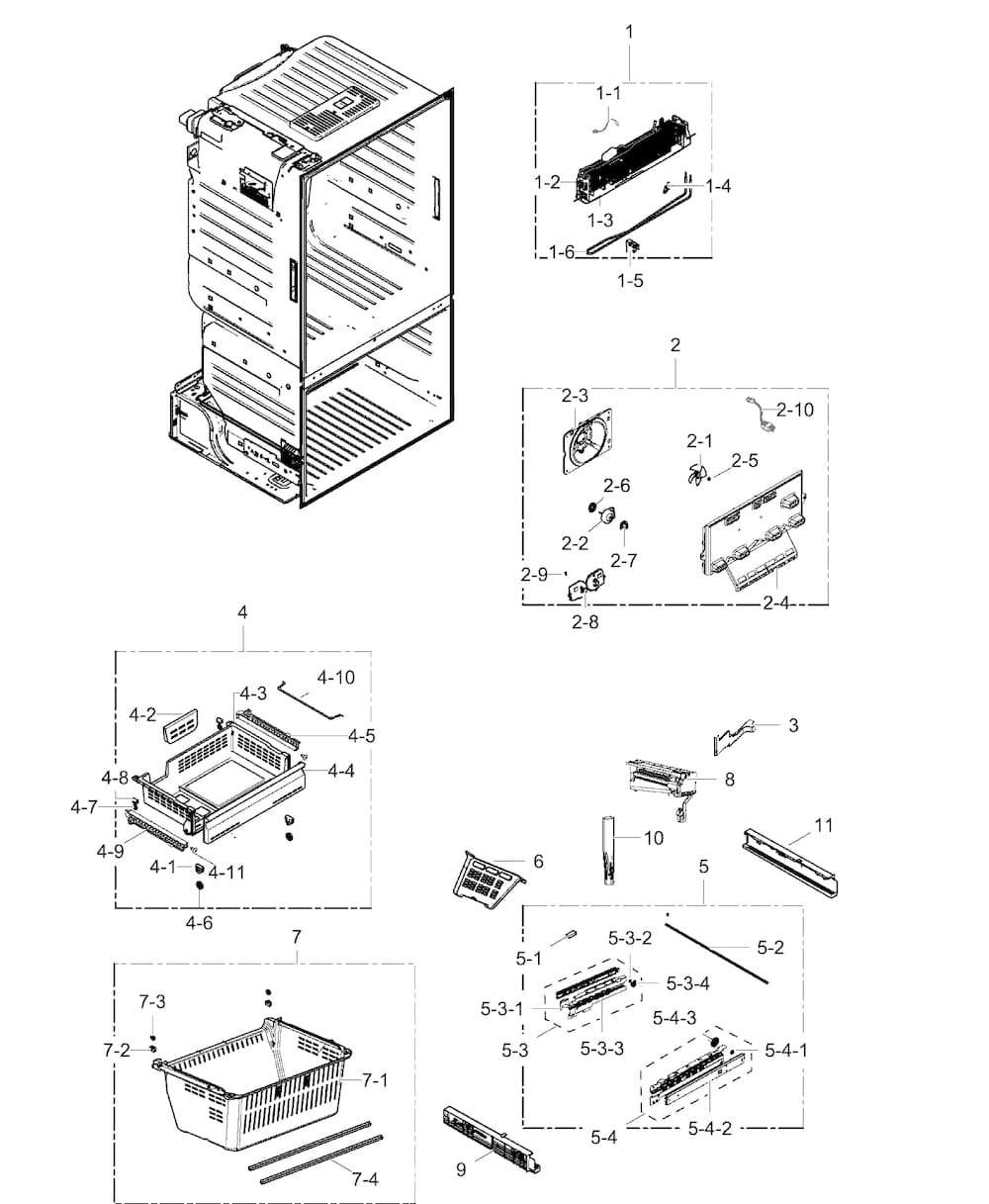 Freezer Assy Diagram and Parts List for RF28HFEDBSR AA-0000 Samsung Refrigerator