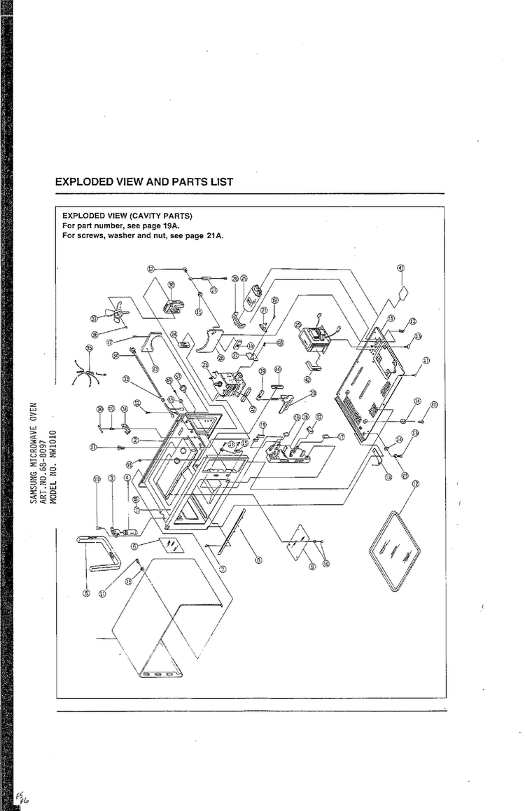 Complete Microwave Assembly Diagram and Parts List for MW1010 XAA Samsung Microwave