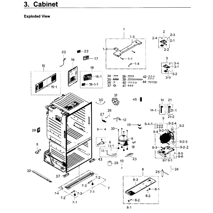 Cabinet Diagram and Parts List for RF26J7500WW AA-00 Samsung Refrigerator
