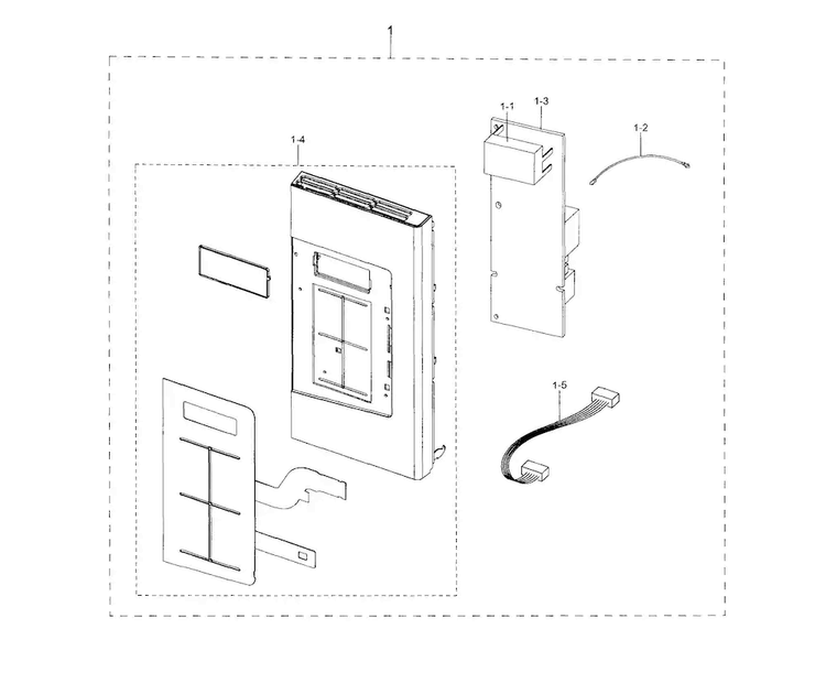 Control Panel Diagram and Parts List for ME17H703SHB AA-0000 Samsung Microwave