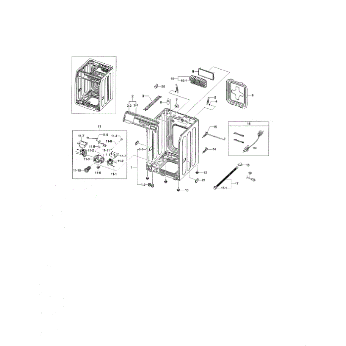 Frame And Cover Diagram and Parts List for WF461ABP XAA-01 Samsung Washer