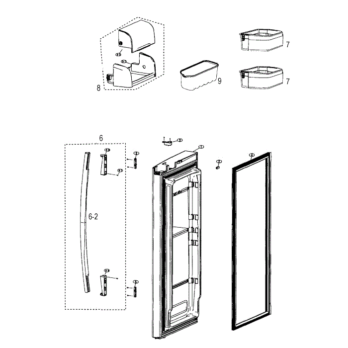 Right Door Diagram and Parts List for RF267ADRS XAA-00 Samsung Refrigerator
