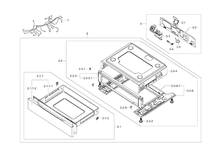 Drawer Diagram and Parts List for NX58F5500SW AA-0000 Samsung Range
