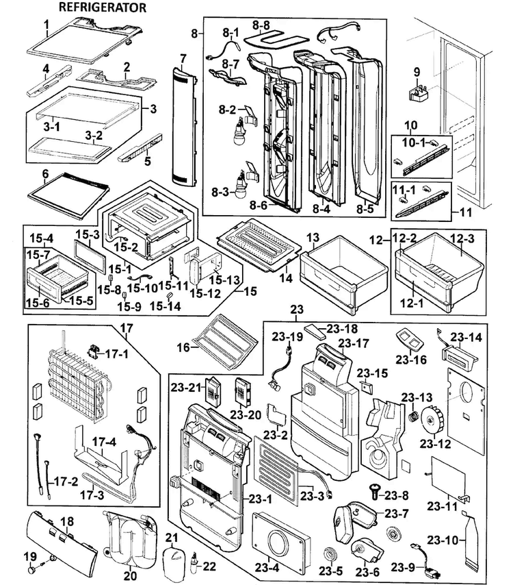 Refrigerator Diagram and Parts List for RS277ACPN XAA-0000 Samsung Refrigerator
