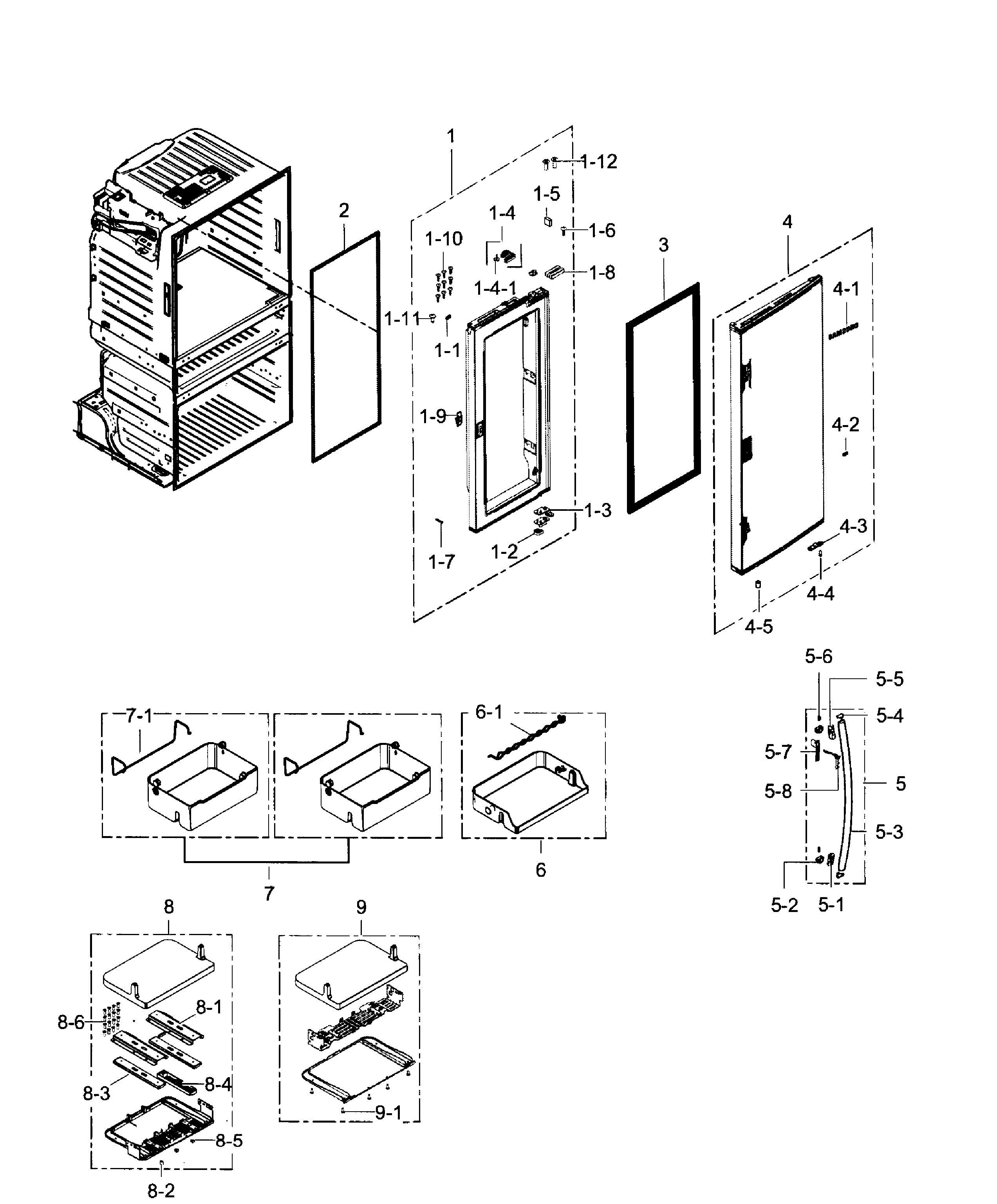 Right Door Diagram and Parts List for RF28JBEDBSG AA-0004 Samsung Refrigerator