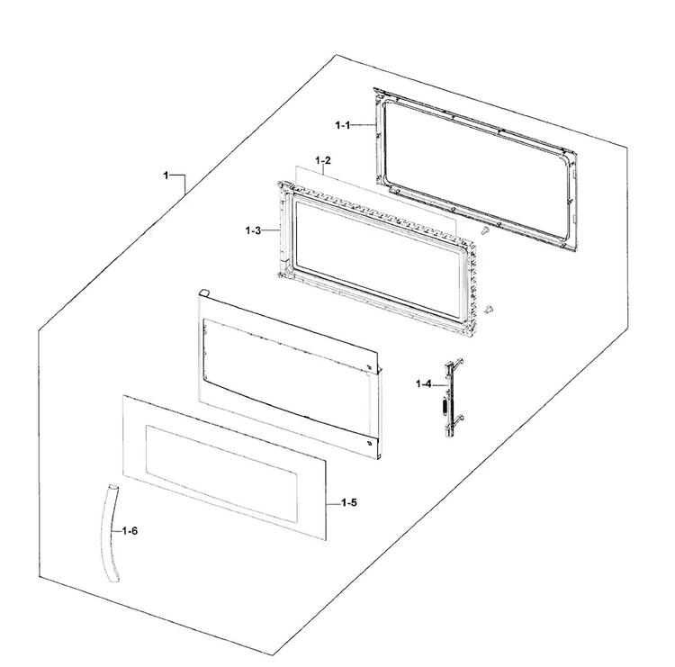 Door Assy Diagram and Parts List for SMH1816W XAA-0000 Samsung Microwave