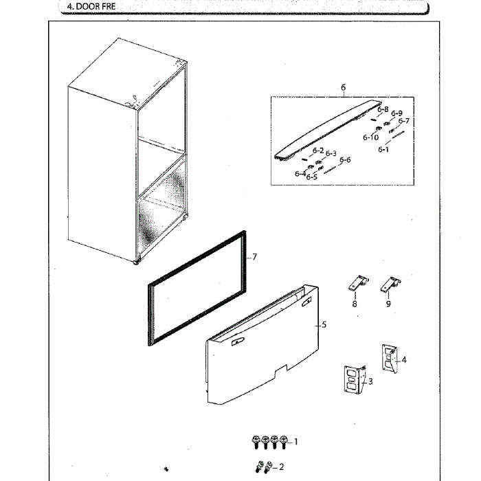 Freezer Door Diagram and Parts List for RF261BEAESG AA-00 Samsung Refrigerator