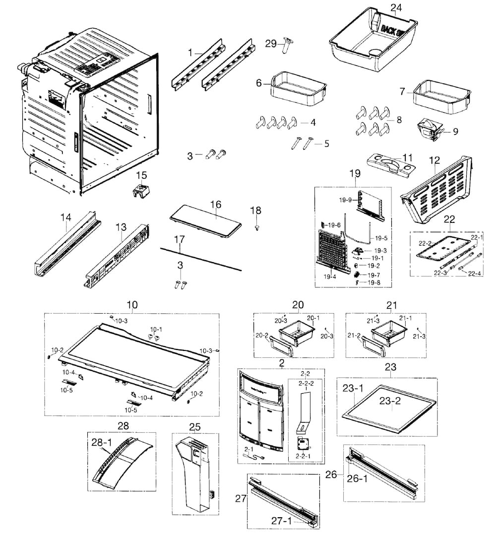 Fridge Diagram and Parts List for RF26HFENDSR AA-0000 Samsung Refrigerator