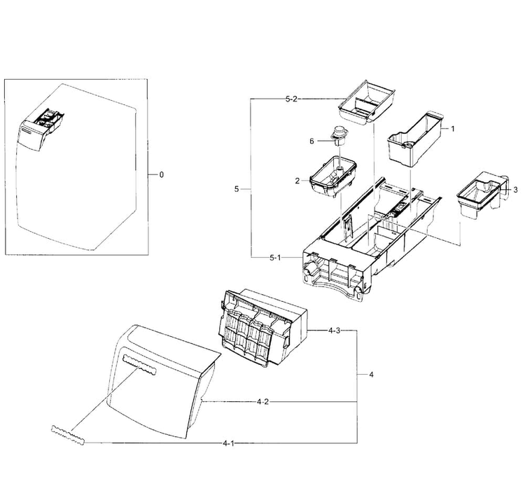Drawer Diagram and Parts List for WF520ABP XAA-0003 Samsung Washer