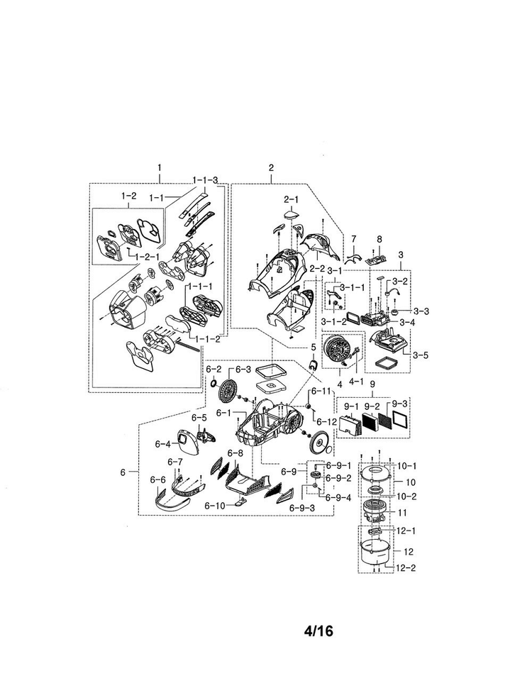Body Diagram and Parts List for VCC96P0H1G XAA Samsung Upright Vacuum