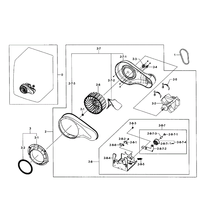 Motor Assembly Diagram and Parts List for DV455GVGSGR AA-01 Samsung Dryer