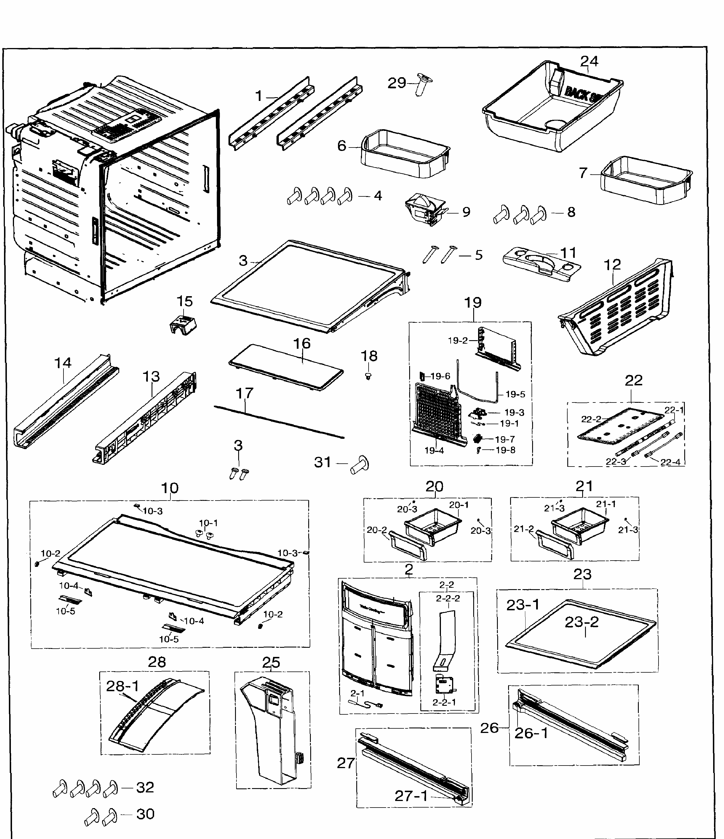 Fridge Diagram and Parts List for RF26HFENDWW AA-0000 Samsung Refrigerator