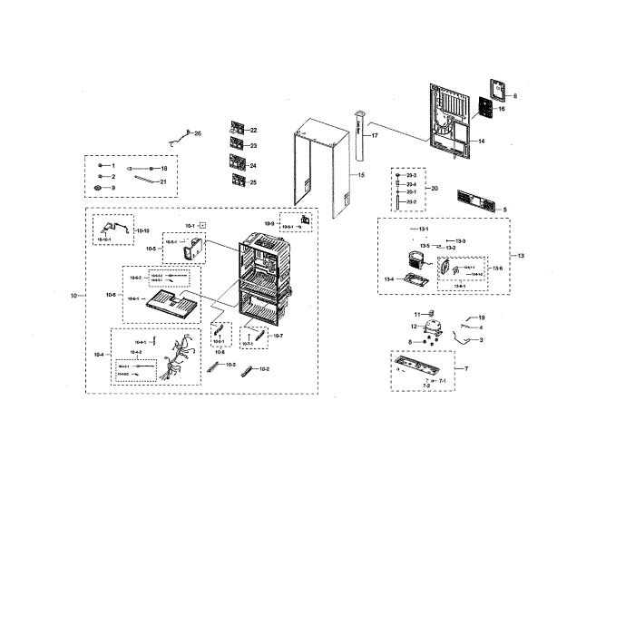 Cabinet 2 Diagram and Parts List for RF22NPEDBSR AA-00 Samsung Refrigerator