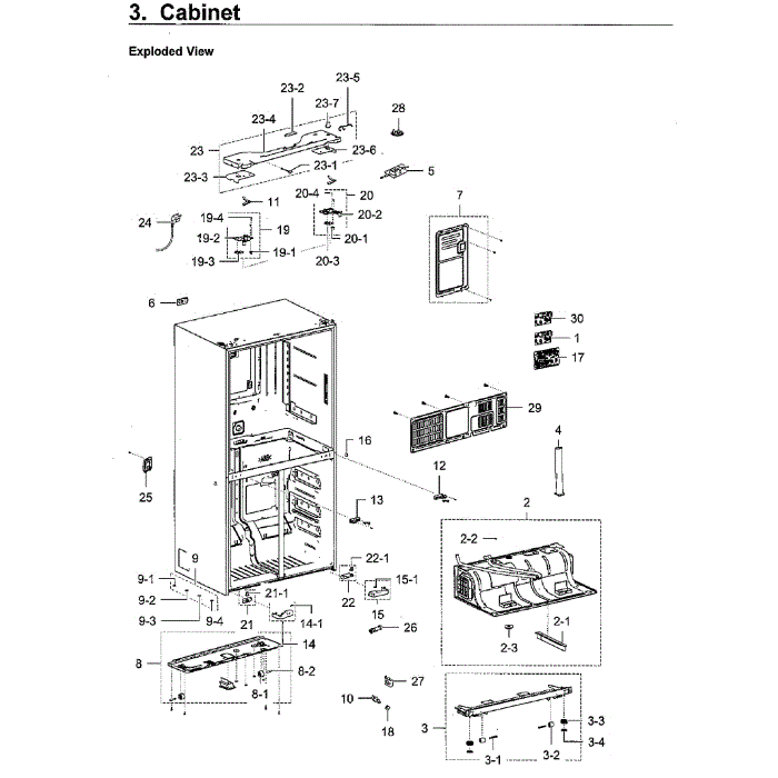 Cabinet Diagram and Parts List for RF22M9581SR AA-00 Samsung Refrigerator