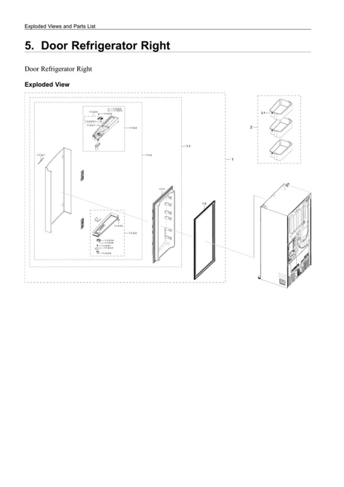 Right Refrigerator Door Parts Diagram and Parts List for RF24R7201SR AA-01 Samsung Refrigerator