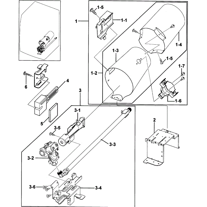 Burner Diagram and Parts List for DV218AGW XAA-00 Samsung Dryer