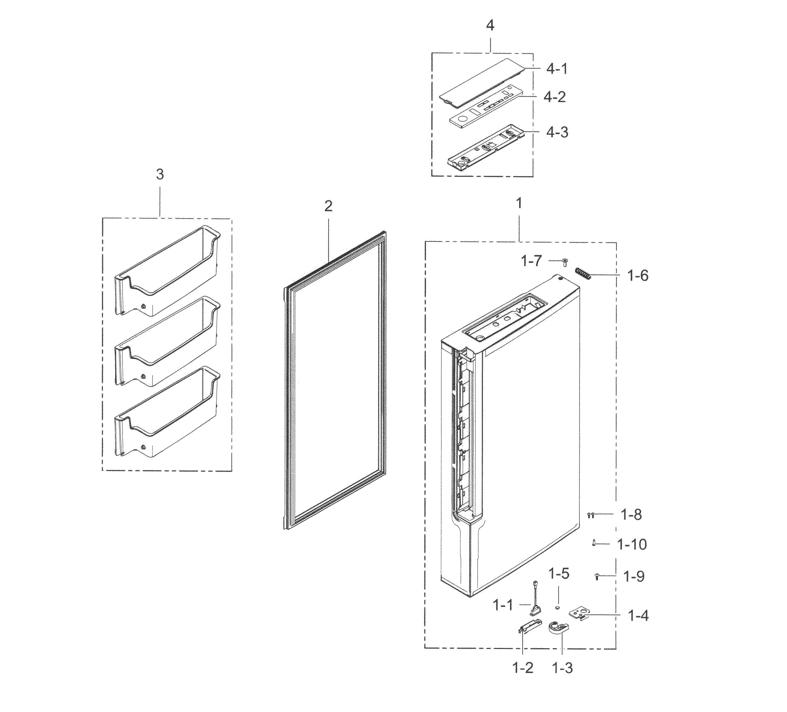 Freezer Door R Diagram and Parts List for RF34H9960S4 AA-0005 Samsung Refrigerator