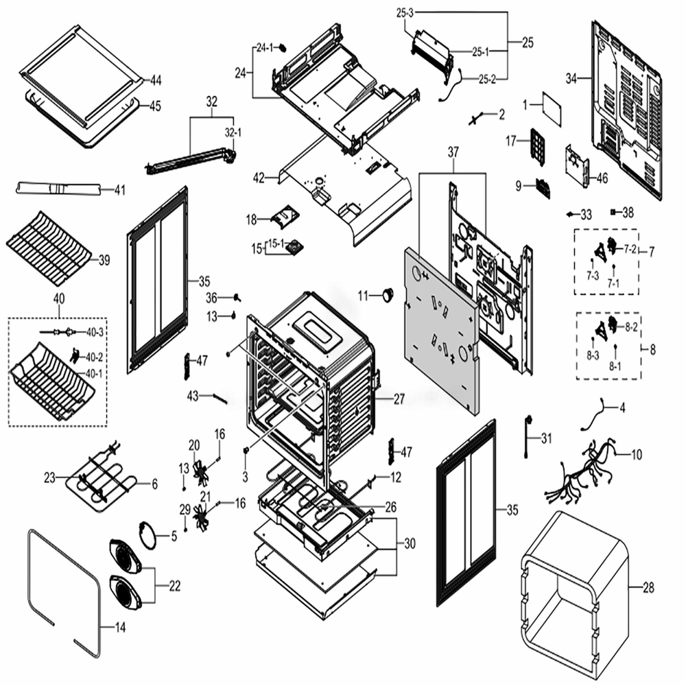 Main Diagram and Parts List for NE58K9500SG (AA)(0002) Samsung Range