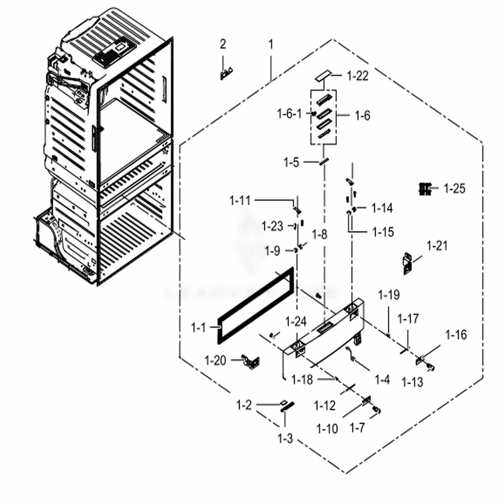 Flexzone-Door Diagram and Parts List for RF28HMEDBSR (AA)(0014) Samsung Refrigerator