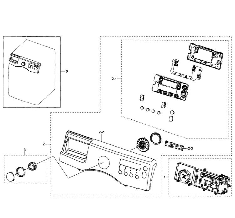 Control Panel Diagram and Parts List for WF350ANR XAA-0006 Samsung Washer