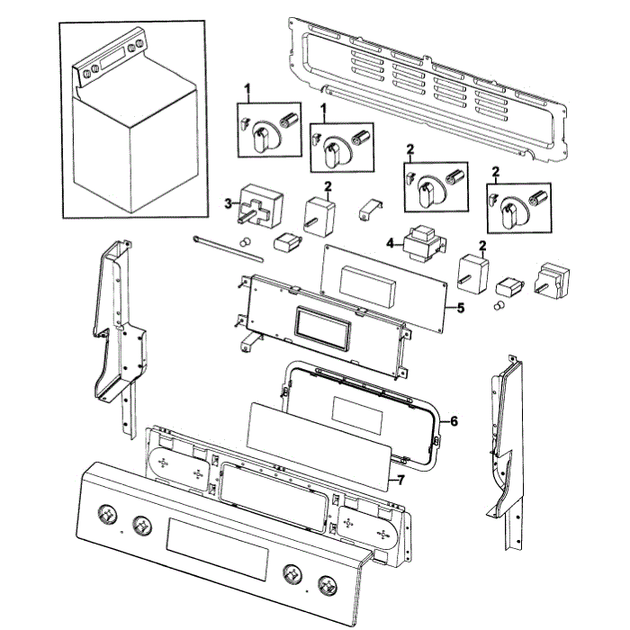Control Assembly Diagram and Parts List for NE595R0ABWW AA-00 Samsung Range