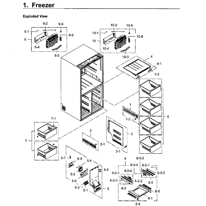 Freezer Diagram and Parts List for RF24J9960S4 AA-04 Samsung Refrigerator