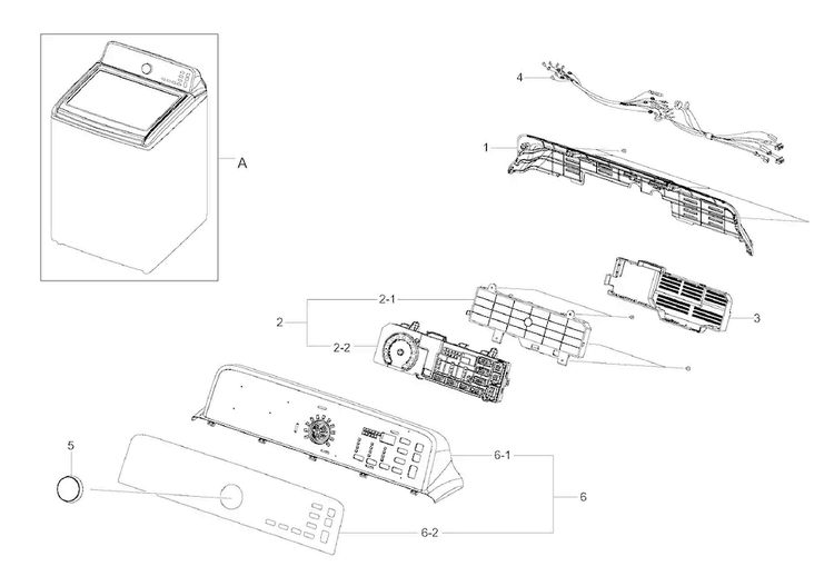 Control Panel Diagram and Parts List for WA456DRHDSU AA-0000 Samsung Washer