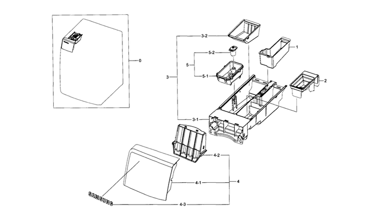 Drawer Diagram and Parts List for WF395BTPASU A1-0000 Samsung Washer
