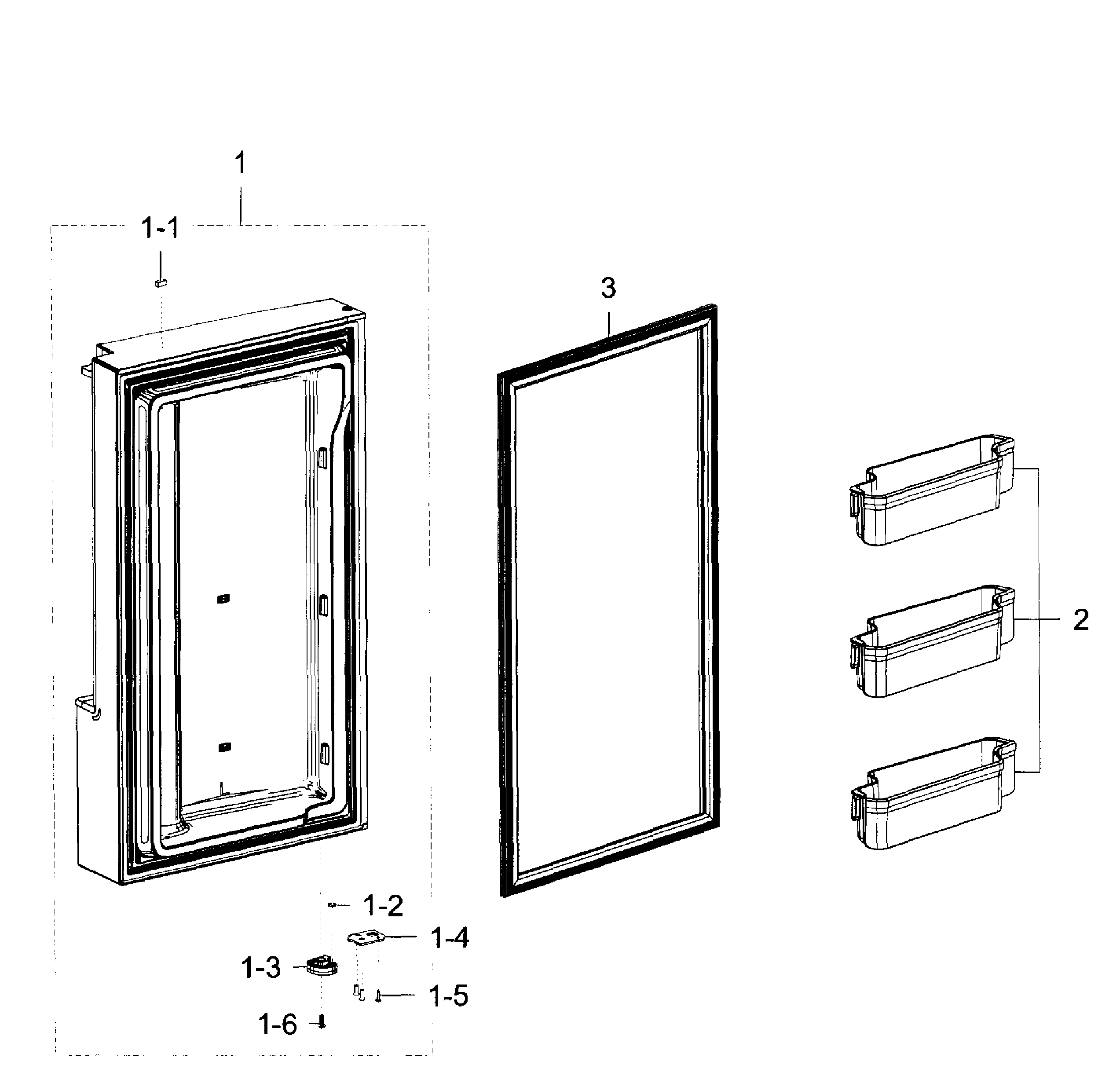 Freezer Door L Diagram and Parts List for RF23J9011SR AA-0003 Samsung Refrigerator