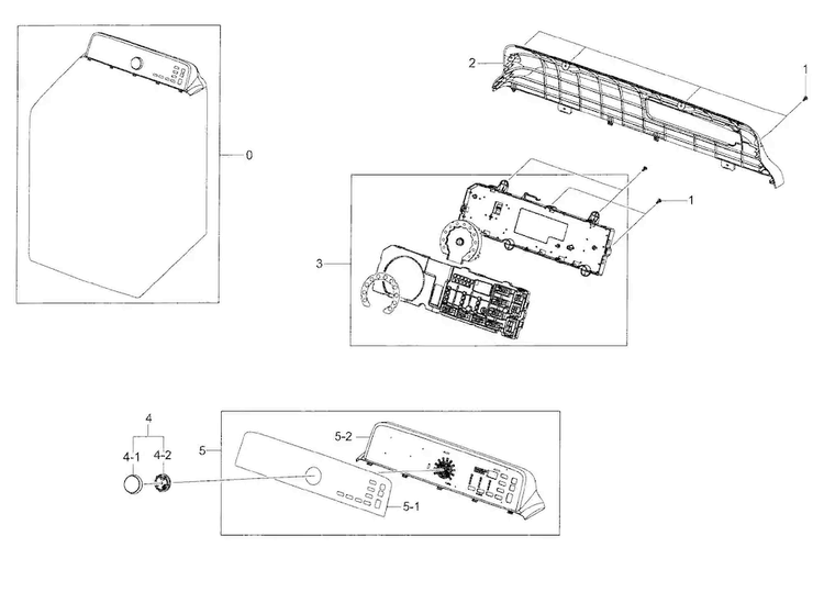 Control Panel Diagram and Parts List for DV48H7400EW A2-0000 Samsung Dryer