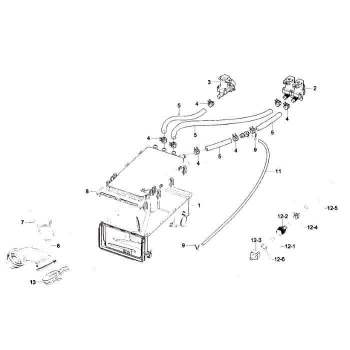 Water Valve Diagram and Parts List for WF231ANW XAA-01 Samsung Washer