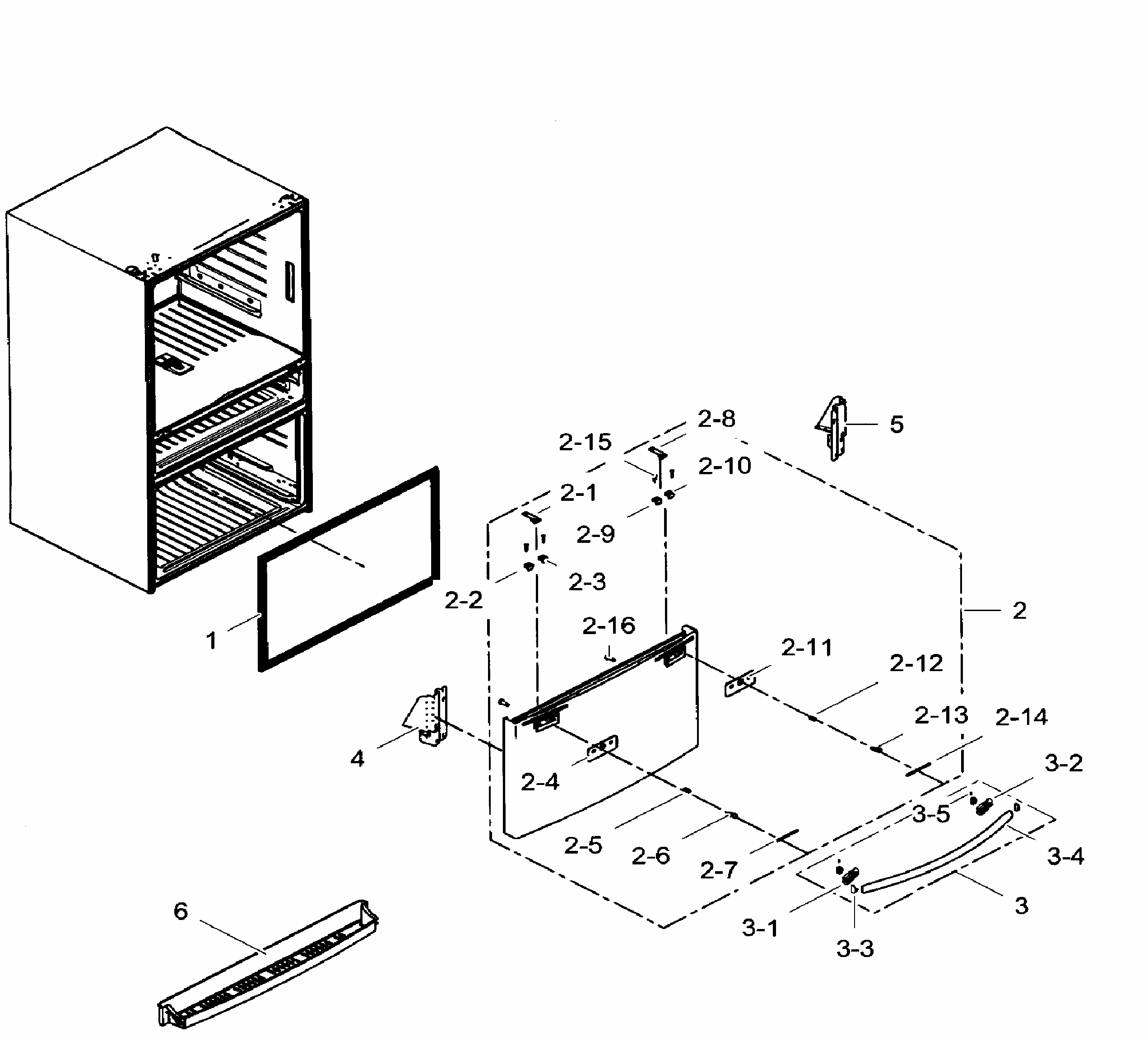 Freezer Door Diagram and Parts List for RF24FSEDBSR AA-0007 Samsung Refrigerator