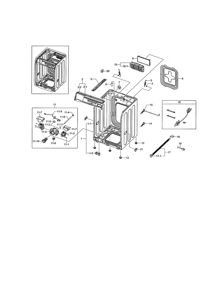 Frame & Cover Diagram and Parts List for WF461ABW XAA Samsung Washer