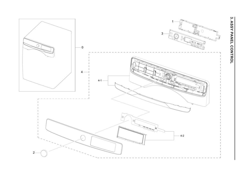 Control Panel Assembly Diagram and Parts List for DVE45A6400V A3-00 Samsung Dryer