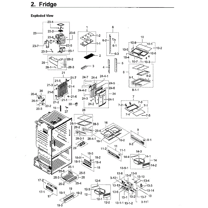 Fridge Diagram and Parts List for RF23HCEDBWW AA-11 Samsung Refrigerator