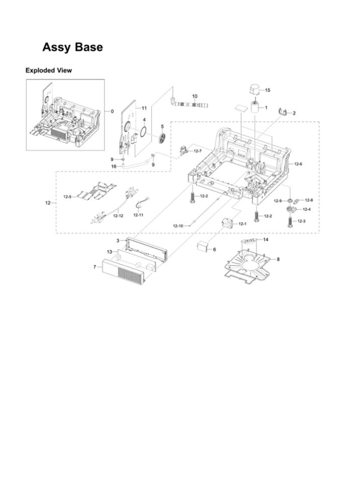 Base Assembly Diagram and Parts List for DW80K7050US AA-01 Samsung Dishwasher