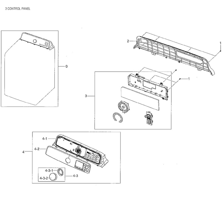 Control Panel Diagram and Parts List for DV48J7700GW A2-0001 Samsung Dryer
