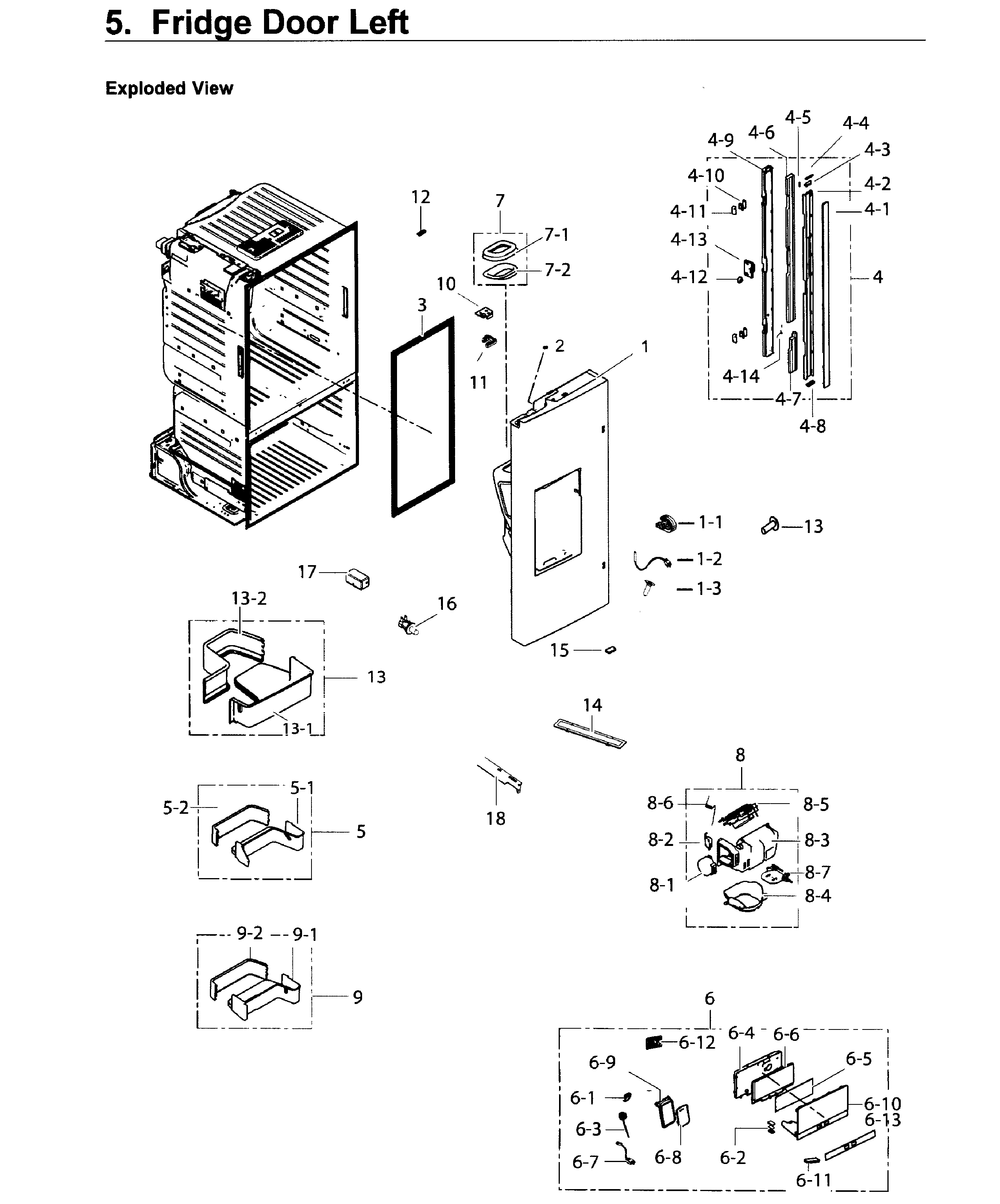 Fridge Door L Diagram and Parts List for RF26J7500BC AA-0001 Samsung Refrigerator