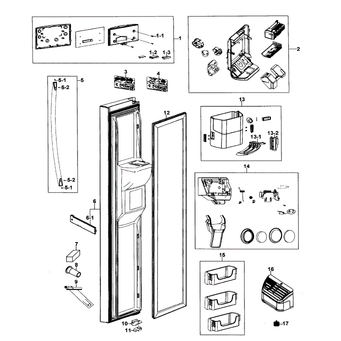 Left Door Diagram and Parts List for RS267TDWP XAA-00 Samsung Refrigerator