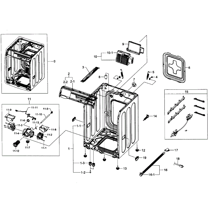 Cabinet Diagram and Parts List for WF405ATPASU AA-01 Samsung Washer