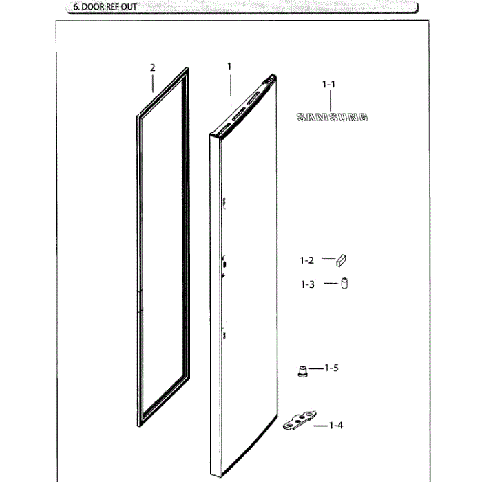 Door Ref Outer Diagram and Parts List for RH25H5611BC AA-02 Samsung Refrigerator