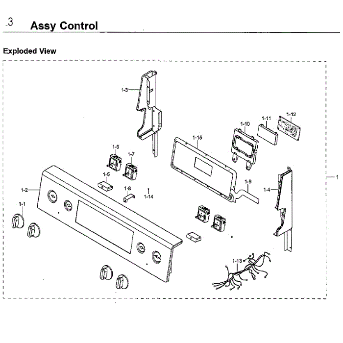 Control Diagram and Parts List for NE59M6850SS AA-00 Samsung Range