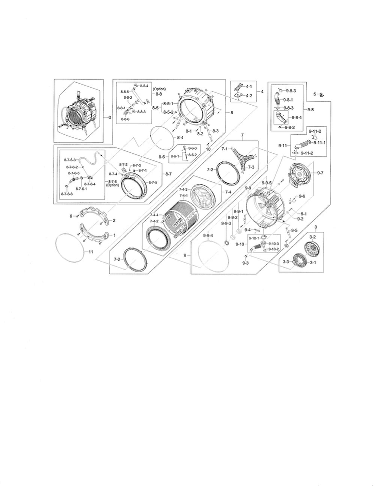 Tub & Drum Diagram and Parts List for WF461ABP XAA-0001 Samsung Washer
