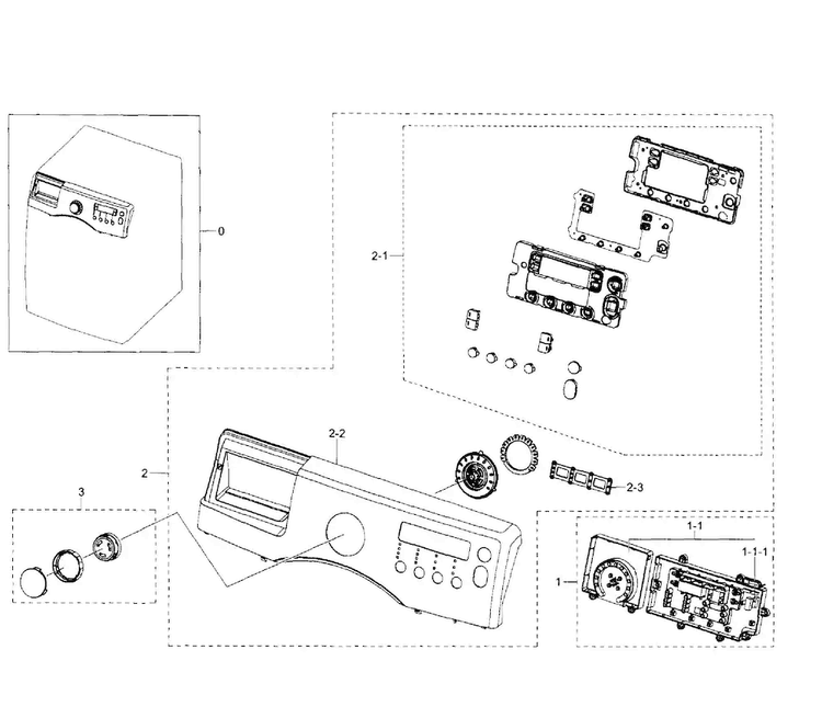 Control Panel Diagram and Parts List for WF350ANR XAA-0002 Samsung Washer