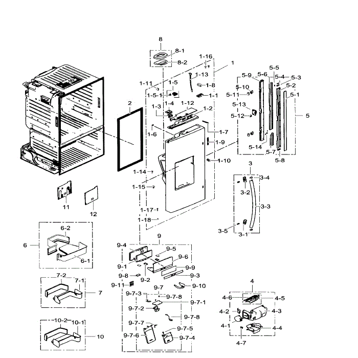 Left Door Diagram and Parts List for RF30HDEDTSR AA-07 Samsung Refrigerator