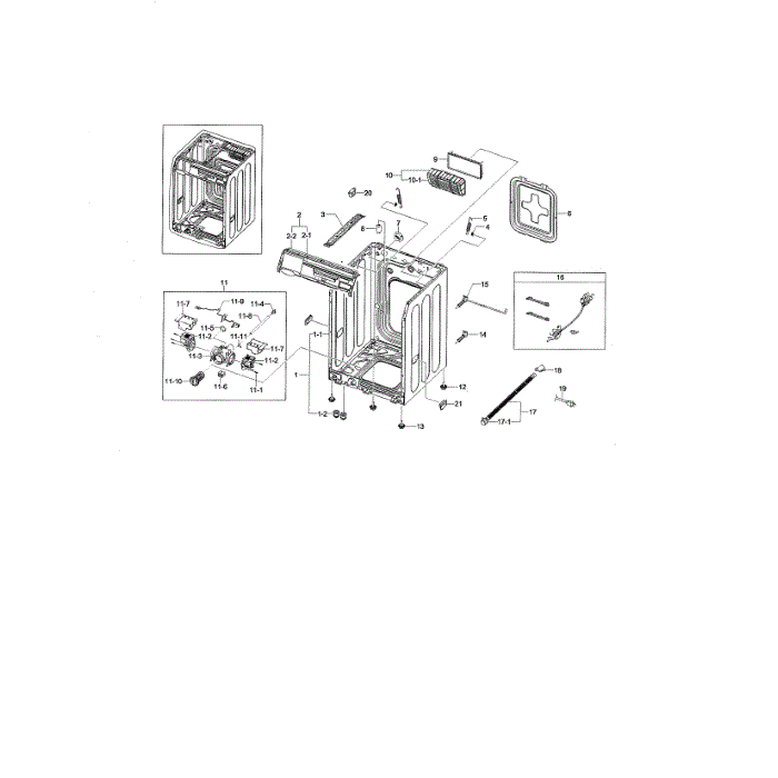 Frame And Cover Diagram and Parts List for WF461ABP XAA-02 Samsung Washer