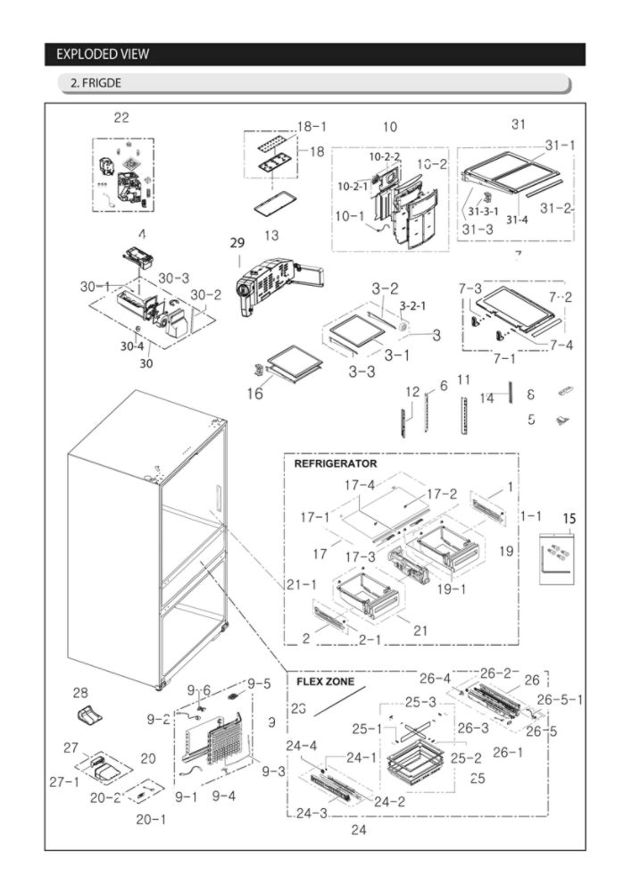 Refrigerator Parts Diagram and Parts List for RF25HMIDBSR AA-00 Samsung Refrigerator